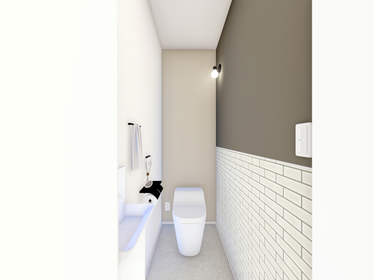 1FトイレはPanasonicアラウーノ。流す度に泡で汚れを洗い流してくれるので、日々のお手入れが楽になります。