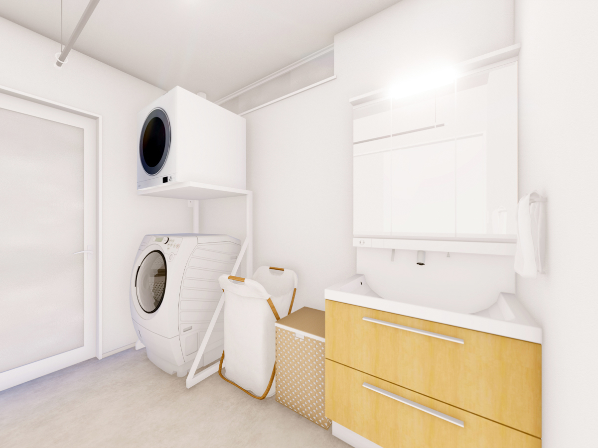 3帖のゆったり空間にホスクリーン＆乾太くんがついています。毎日の洗濯がぐっとラクになりますね♪